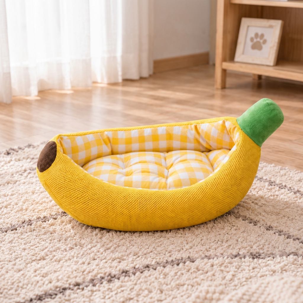Banana-Shaped Cozy Pet Bed for Dogs