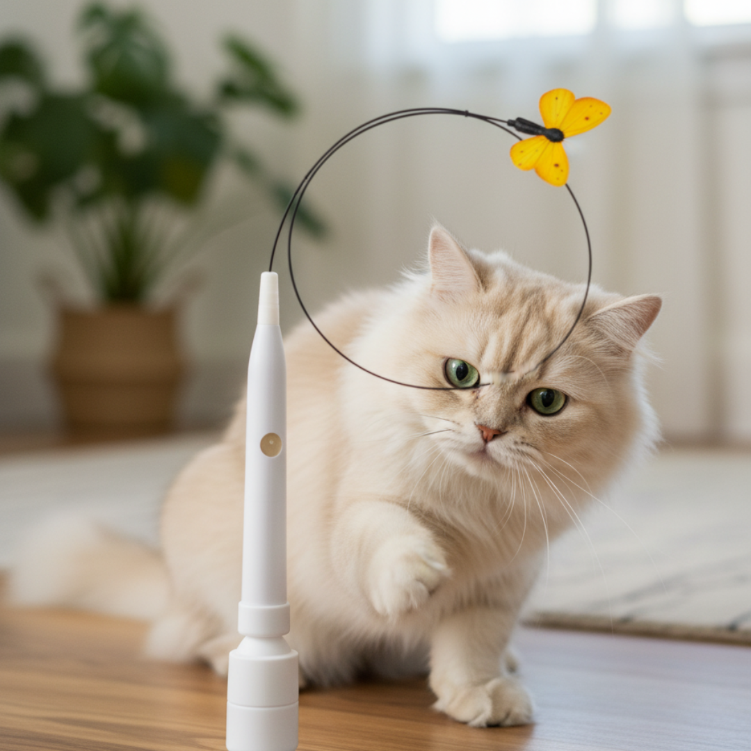Suction cup stick butterfly toy for cats