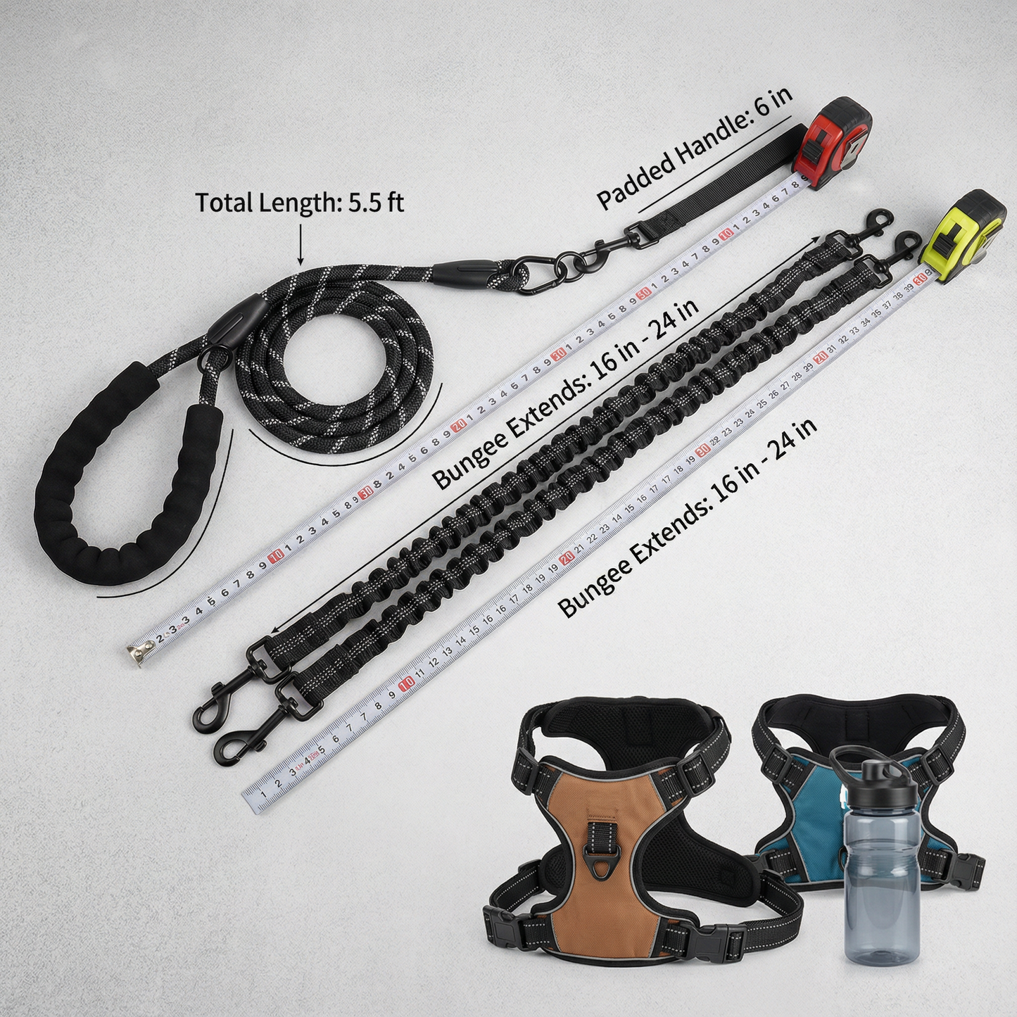 2-in-1 Double Dog Lead with 360° Swivel – Tangle-Free & Shock-Absorbing