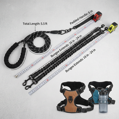 2-in-1 Double Dog Lead with 360° Swivel – Tangle-Free & Shock-Absorbing