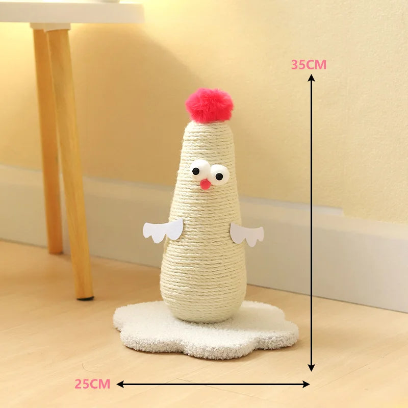 Sisal Cat Scratching Post in Chicken Design